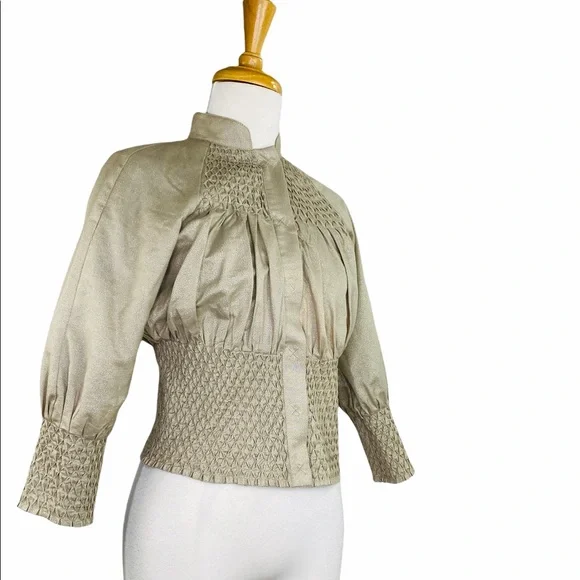 Laundry by Shelli Segal Cocktail Party Top High Neck Blouse Gold SZ 0 NWOT - Picture 2 of 9